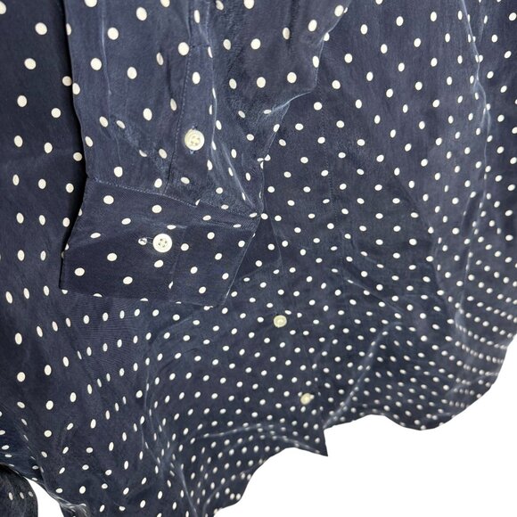 Everlane Womens Shirt Dress Navy Polka Dot Long-Sleeve Button-Up Size 10 Cupro - Picture 5 of 8